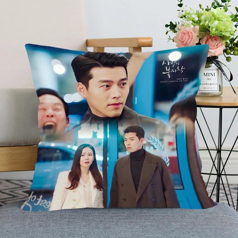 45x45cm Crash Landing On You Hyun Bin Pillowcase Bedroom Home Decorative Pillow Cover Square Zipper Pillow Cases Satin Fabric