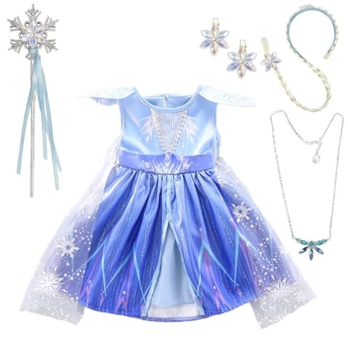 

Dressy Daisy Toddler Girl Snow Queen Dress up Costume Birthday Party Dress Outfit with Accessories 2T Blue 267