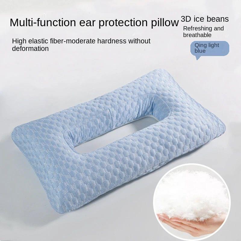 

Pillow, side sleep piercing ear pillow, special elf ear cup pressure-resistant hollow, travel pillow, earphone pillow 50x30x8cm синій