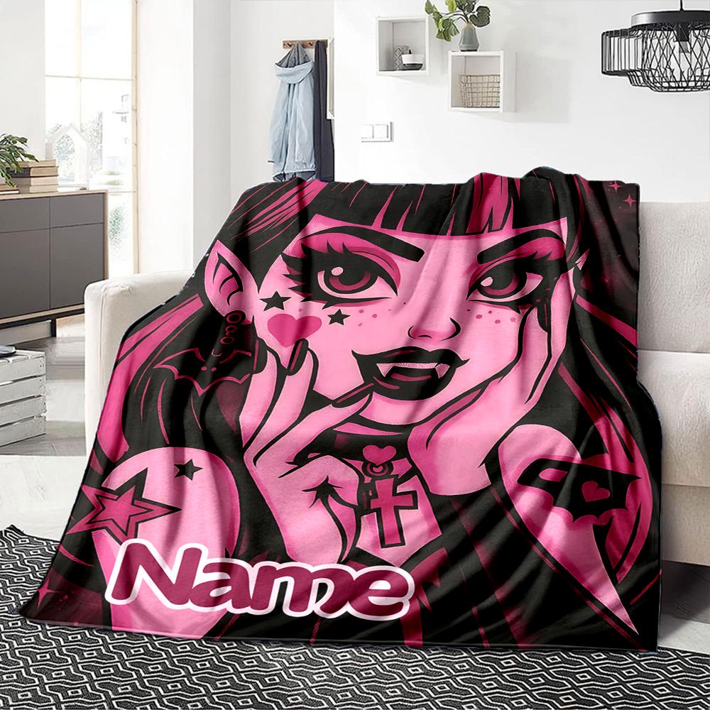 Custom Name Vampire Gothic Fantasy Art blanket for Couch & Bed, Plush Cozy Fuzzy Blanket Super Soft & Warm Blankets for Fall and Winter. 0908440