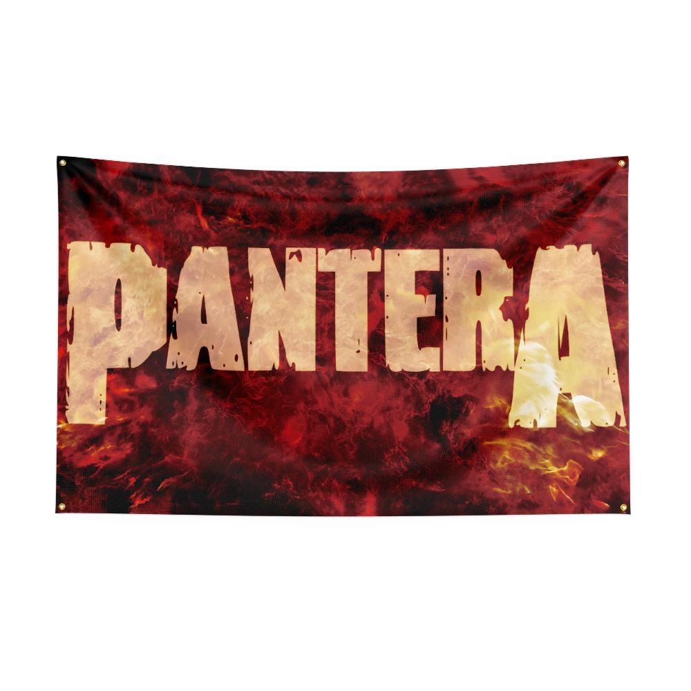 Ppanteras Flag Rock Music Band Banner 3x5ft With Brass Grommets Hd Printing Tapestry Exhibition Music Band Fans Garage Decor