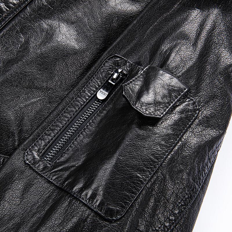 FAPAI Men's Genuine Leather Stand-Collar Jacket