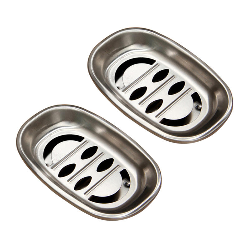 2pcs Double Layer Stainless Steel Soap Sink Double Size Soap Sink For Bathroom Kitchen Shower (Oval Laugh) | Portable Soap Sinks