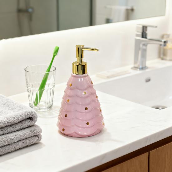 Vánoční dávkovač mýdla plnitelný nepropustný dekorativní pumpičkový dávkovač sváteční vánoční stromek dávkovač mýdla na ruce