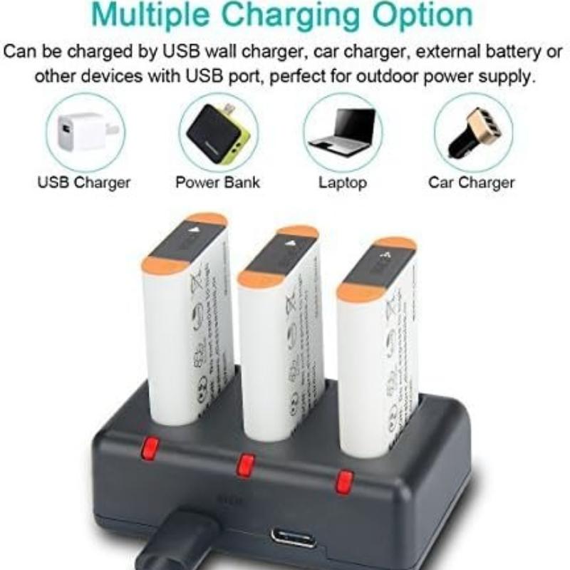 NP-BX1 Replacement Battery (3-Pack) and 3-Channel USB Charger Set for Sony NP-BX1 and Sony DSC-RX100,DSC-RX100 II,DSC-RX100M II,DSC-RX100 III,