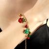 Bracelet Xmas Clavicle Chain Earrings Christmas Bell Jewelry Set Sweet   Girl