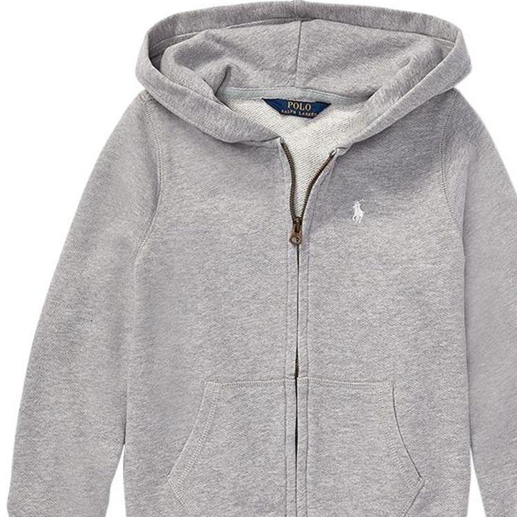 Polo Ralph Lauren Ss22 Solid Color Logo Embroidered Zip-Up Hoodie Kids Hoodies Gray CWPOKNIG6810264-D86