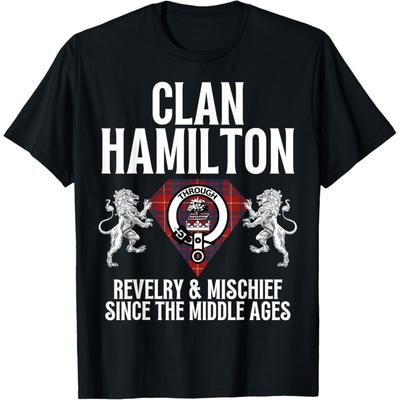 HighlandFour Hamilton Clan Scottish Name Coat Of Arms Tartan Family Party T-Shirt(1)