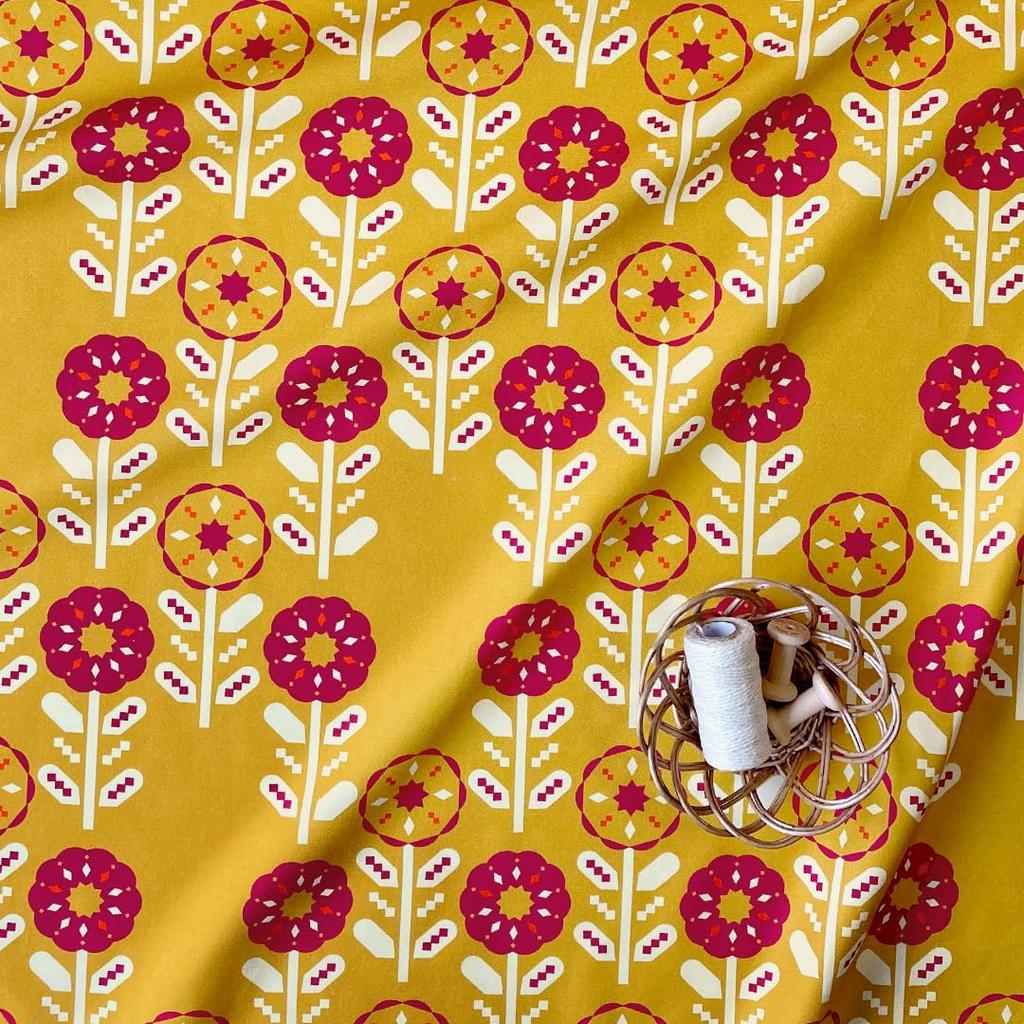 minimynimo Cut Nordic DIY Cotton Oxford Cloth, Pattern, Scraps, Crafts, (Pinwheel Yellow, 50x150cm)
