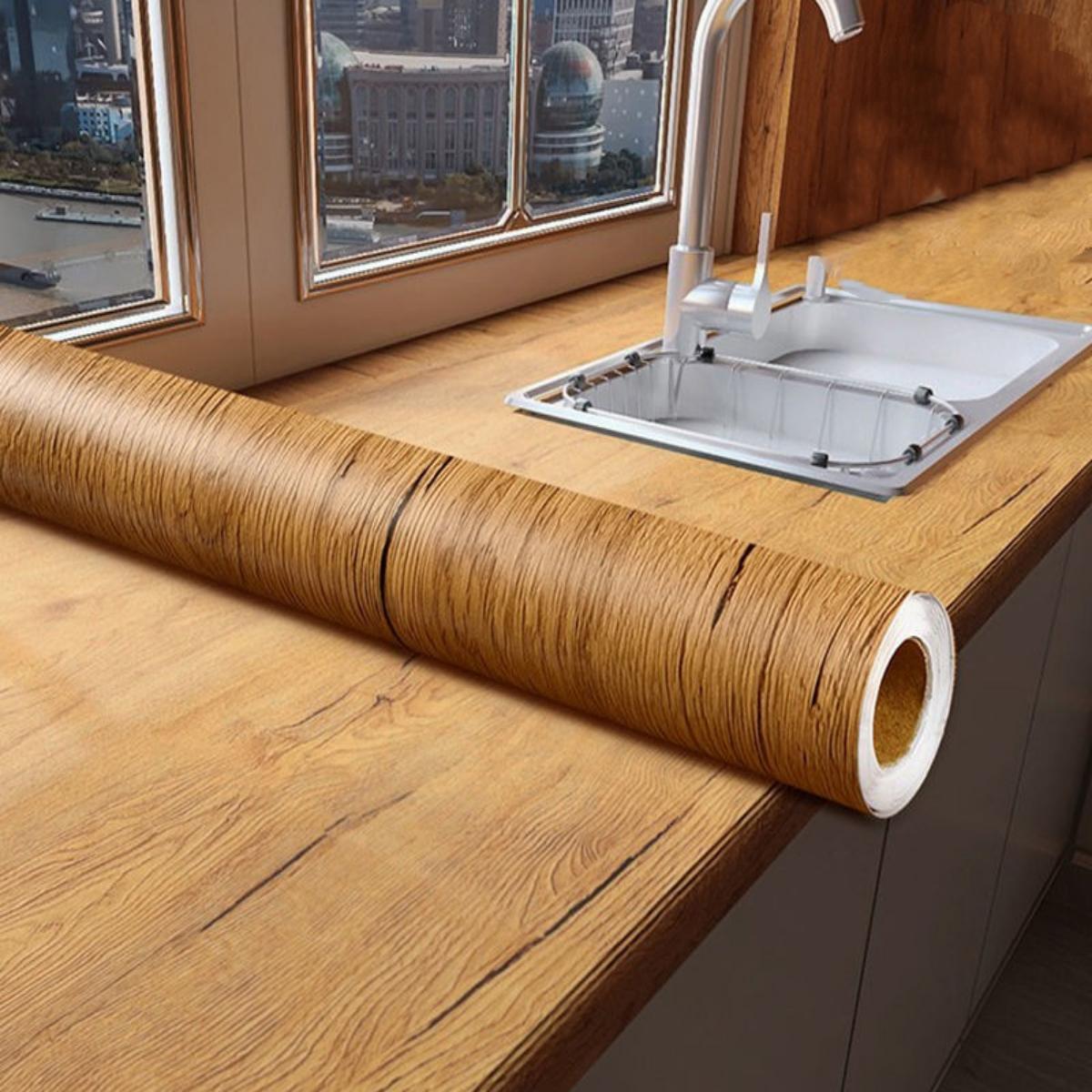 

Ширина 55 см Обои ПВХ с текстурой дерева для двери, шкафа, стола, мебели, водонепроницаемые самоклеящиеся наклейки, пленка для домашнего декора 55x200CM