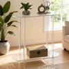Acrylic Oval Side Table, 2-Layer Bedside Table, Perfect for Storage in Living Room, Bedroom and Bathroom