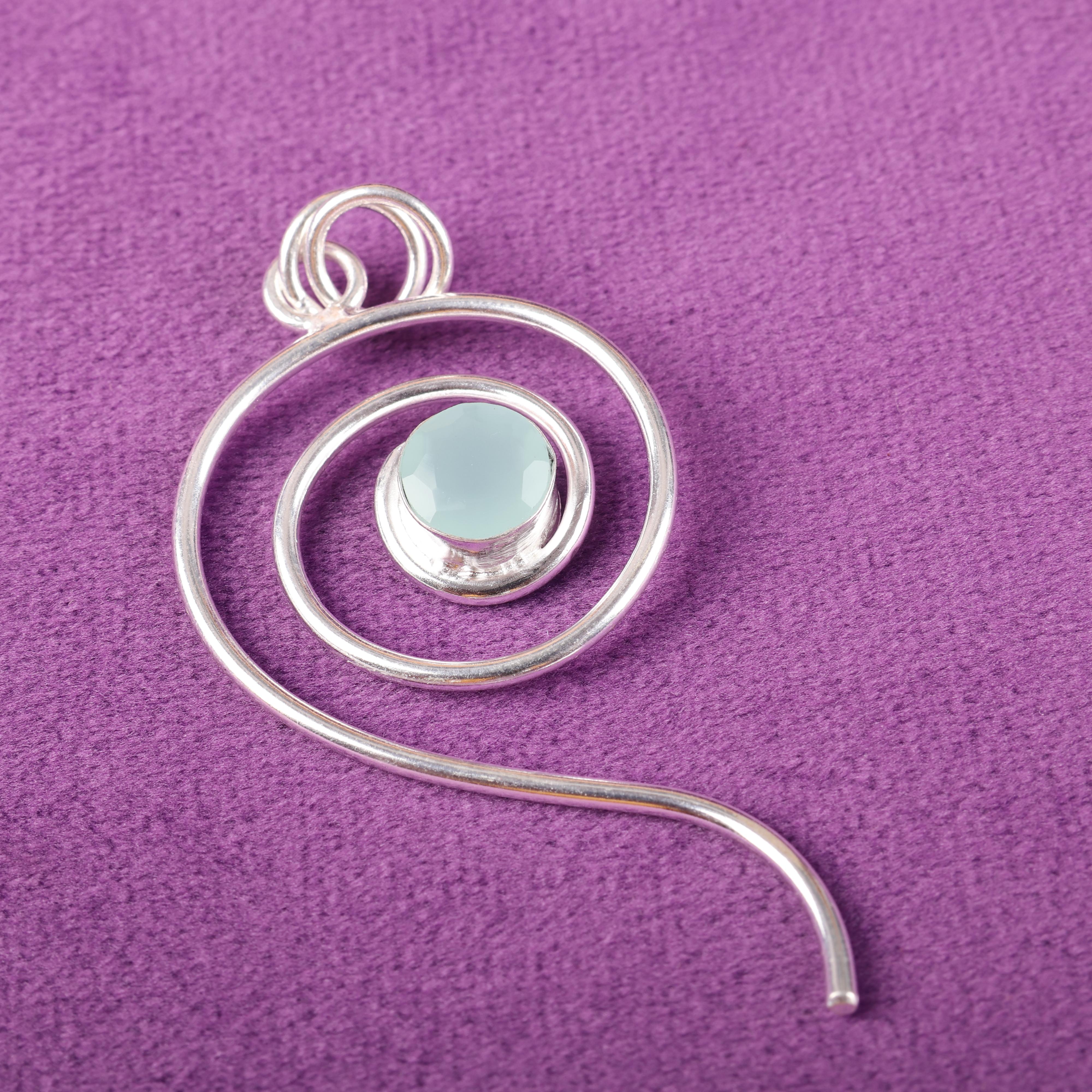 

Кулон из аквахалцедона, Ювелирное изделие из стерлингового серебра 925 пробы, Кулон с драгоценным камнем, Подарок для нее, Изящное украшение ручной работы 2.57 Inches синий