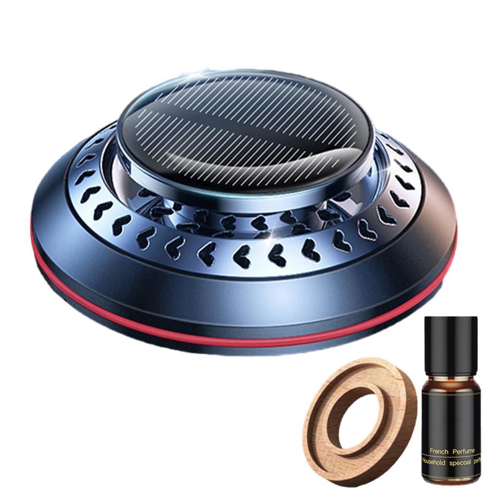 

Вращение от солнечной энергии, вращающийся аромадиффузор для автомобиля, из алюминиевого сплава, автоматический автомобильный ароматизатор, креативное украшение на приборную панель автомобиля