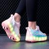 Zapatillas deportivas planas con ruedas para niños, con iluminación LED, tallas 28 a 37
