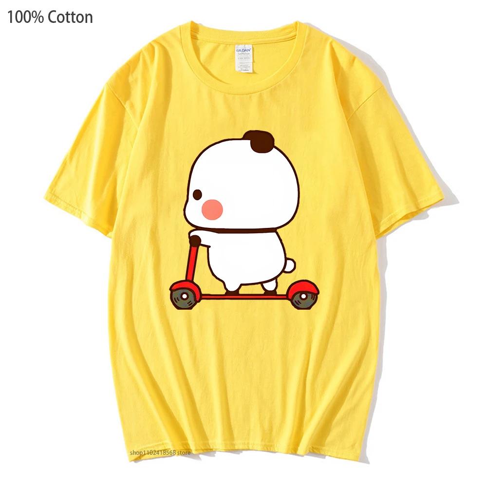 Cute Couple Shirt Cute Bubu and Dudu Are Playing Scooter Together Graphic T-Shirts Men's Clothes Panda Bear Cotton Top