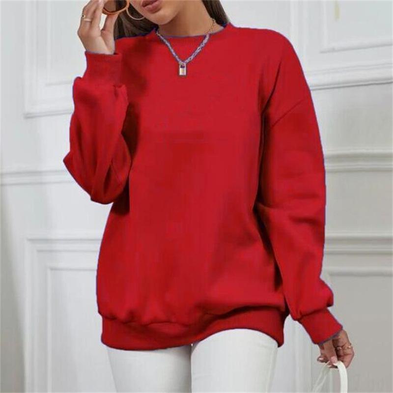 Women's Velvet Thickened Long Sleeve Round Neck Hoodie - Autumn/Winter 2023 Fashion