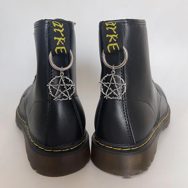 Boucle de chaussure en métal, épée gothique, Serpent de flamme, pentagramme Martens, Punk, bricolage, boucle circulaire détachable, pendentif Animal, accessoires de chaussures