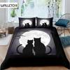 Tekstylia Domowe Luksusowy Nadruk 3D Kreskówkowy Kot 2/3 Szt. Wygodna Poszwa na Kołdrę Poszewka na Poduszkę Zestaw Pościeli Queen i King Rozmiar EU/US/AU