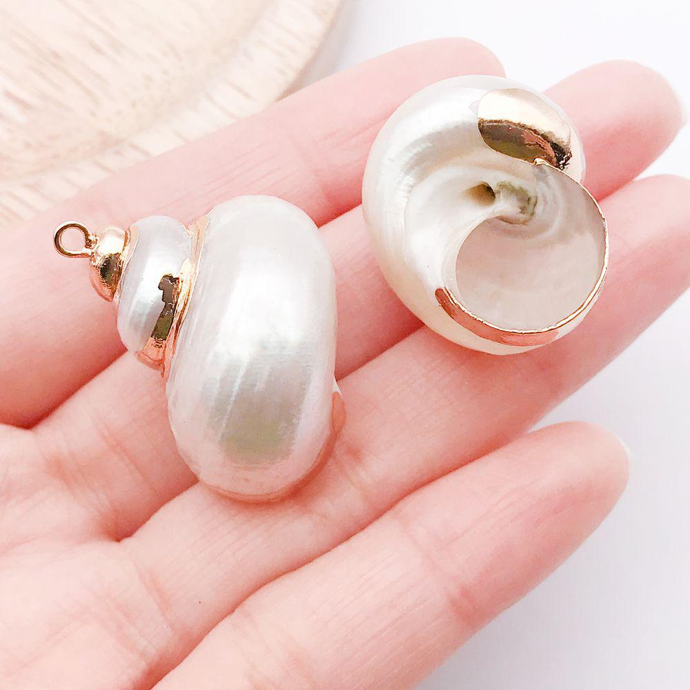 White & Yellow Electroplated Ocean Shell Conch Pendant Charm for DIY Jewelry