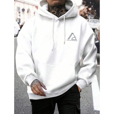 Heren Letter Grafische Kangoeroezak Trekkoord Hoodie
