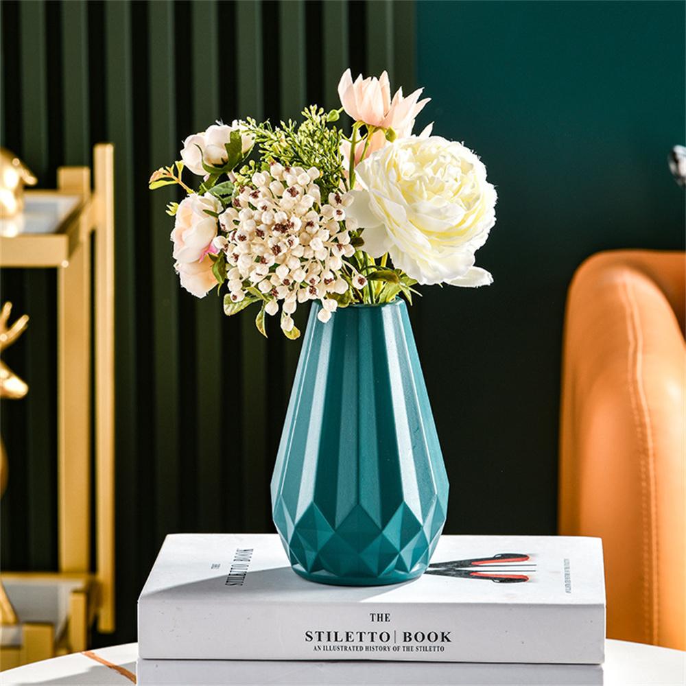 

Plastic Flower Vase Ceramic Glaze Effect Fresh Dry Artificial Flowers Decorative Container C