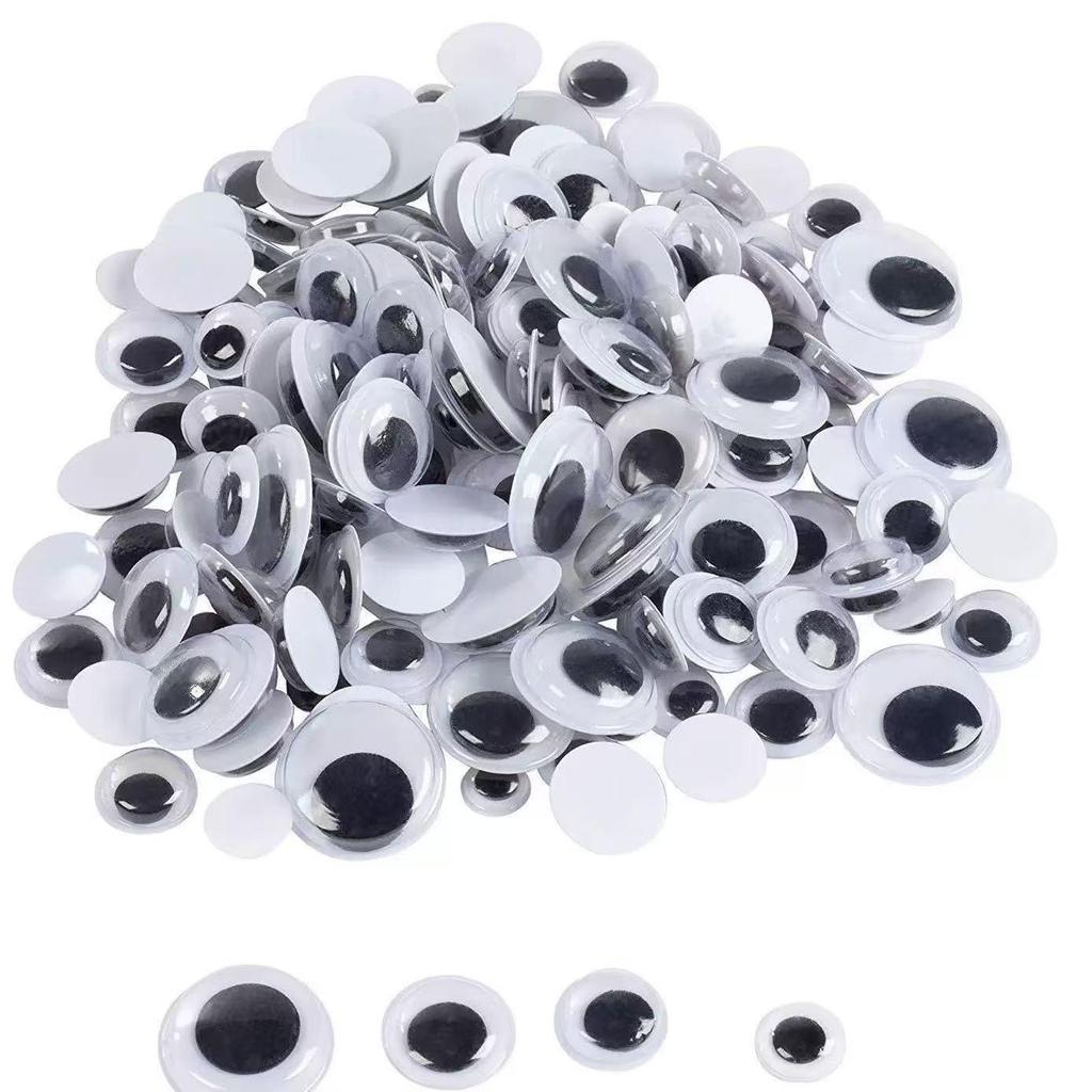 Self-Adhesive Movable Black and White Eyeballs with Eyelashes for Creative DIY Accessories