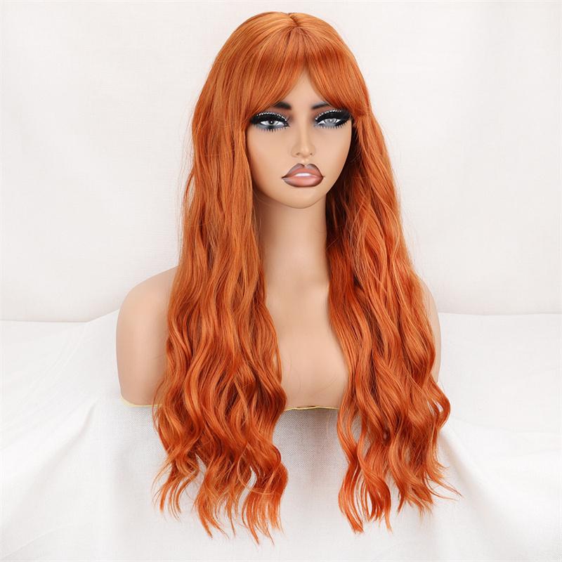 

Оранжево-коричневый парик синтетический длинный парик для женщин прическа волна воды косплей Хэллоуин вечеринка натуральный сексуальный женский парик оранжевый