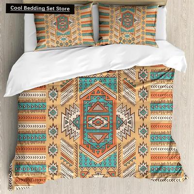 Tribal Bettbezug, Secret Tribe Muster im Bohemian-Stil, Bettwäsche-Set, Bettwäsche, Doppel-, Queen- und King-Size-Polyester-Quilt-Bezug