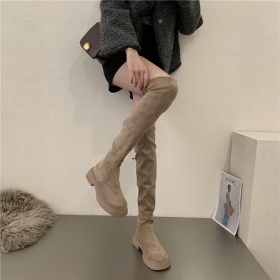 Fashion Over The Knee Cowboy Boots Women Design Platform Shoes Fashion Fur Suede Wedges Tnick High Boots Motorcycle Shoes Botas De Mujer