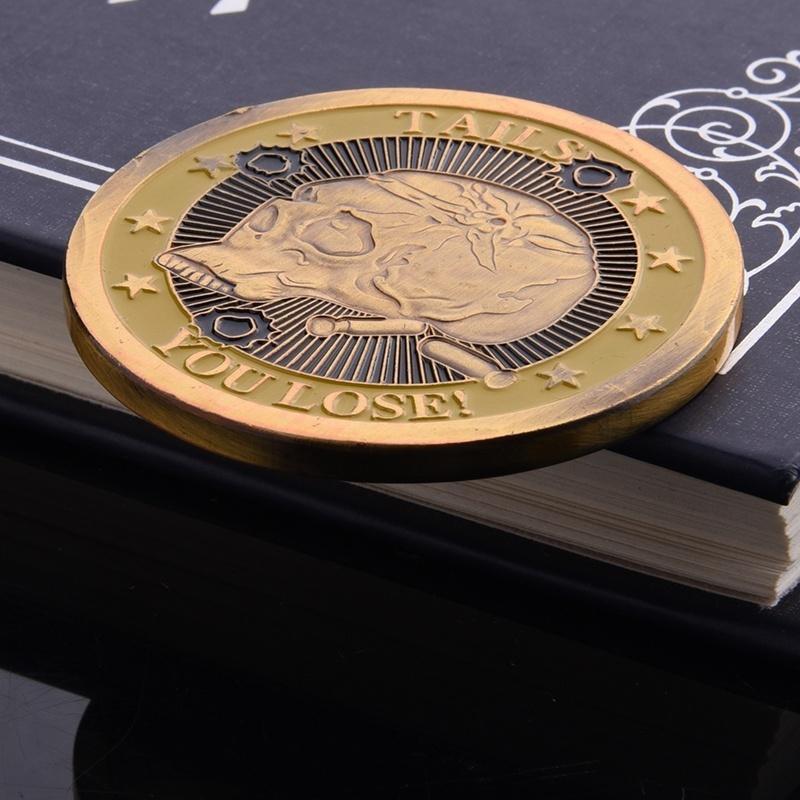 Heads We Win Tails You Lose Skull  Plated Commemorative Challenge Coins Art