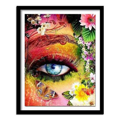 Pintura de diamante circular completa 5D DIY olhos e borboletas bordado ponto cruz decoração para casa