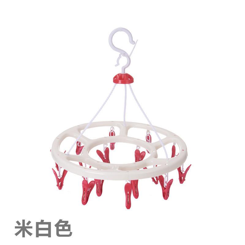 

Multifunctional Round Drying Rack With 16 Clips For Efficient Clothes Drying Cream White