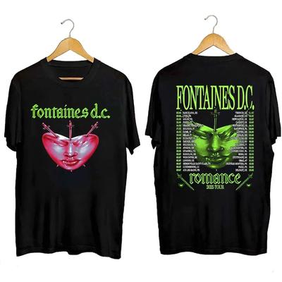 American Fontaines DC Favourite Heart Summer Tour Men's T-Shirt Summer New Vintage Fashion Men's and Women's Streetwear