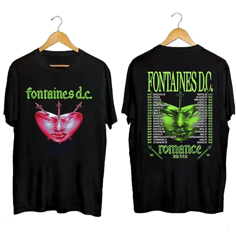 American Fontaines DC Favourite Heart Summer Tour Men's T-Shirt Summer New Vintage Fashion Men's and Women's Streetwear