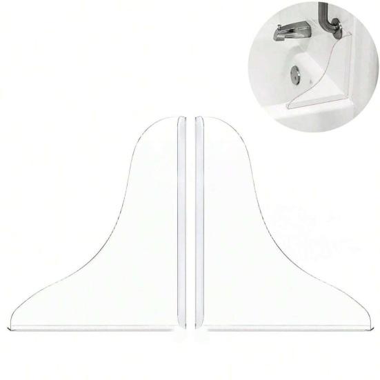2 Stück Duschspritzschutz Selbstklebend Wasserdicht Transparentes Acryl Badezimmer Dusche Badewanne Ecke Wasserabweisender Spritzschutz Schild
