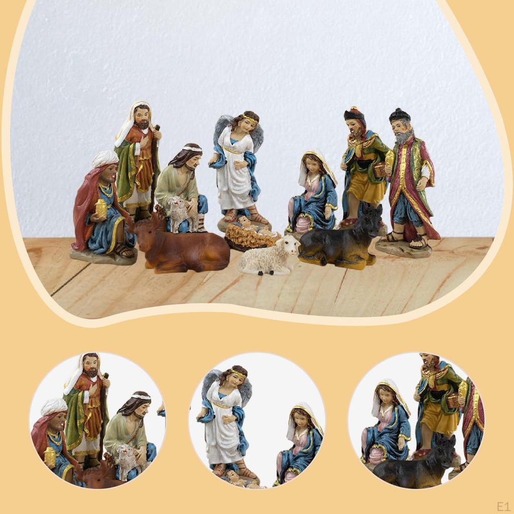 11 Christmas Nativity Figurines Set, Mini Scene, Home Decor, Statue for