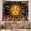 Boho Sun Tapestry Bedroom AestheticVintage Plant Mushroom Botanical Sun and Moon Art Tapestries Wall Hanging for Dorm Living
