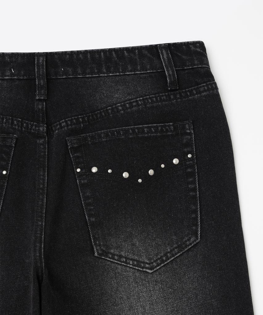 MILLO WOMEN Studded Wide Jeans [Black]