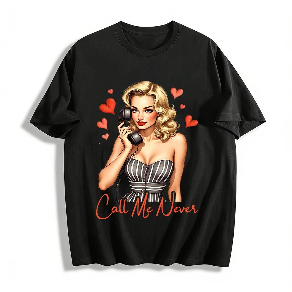 

Vintage Call Me Never Print Sleeveless Top For Women Pure cotton T-shirt XXS