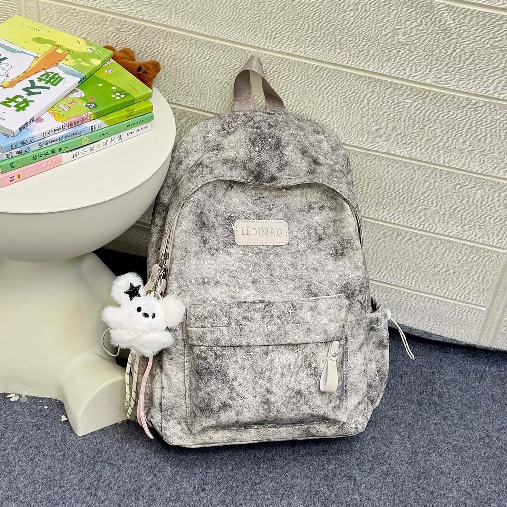 Schoolbag simple foreign style tie-dye backpack new trendy and cool texture large capacity computer backpack junior high school student schoolbag