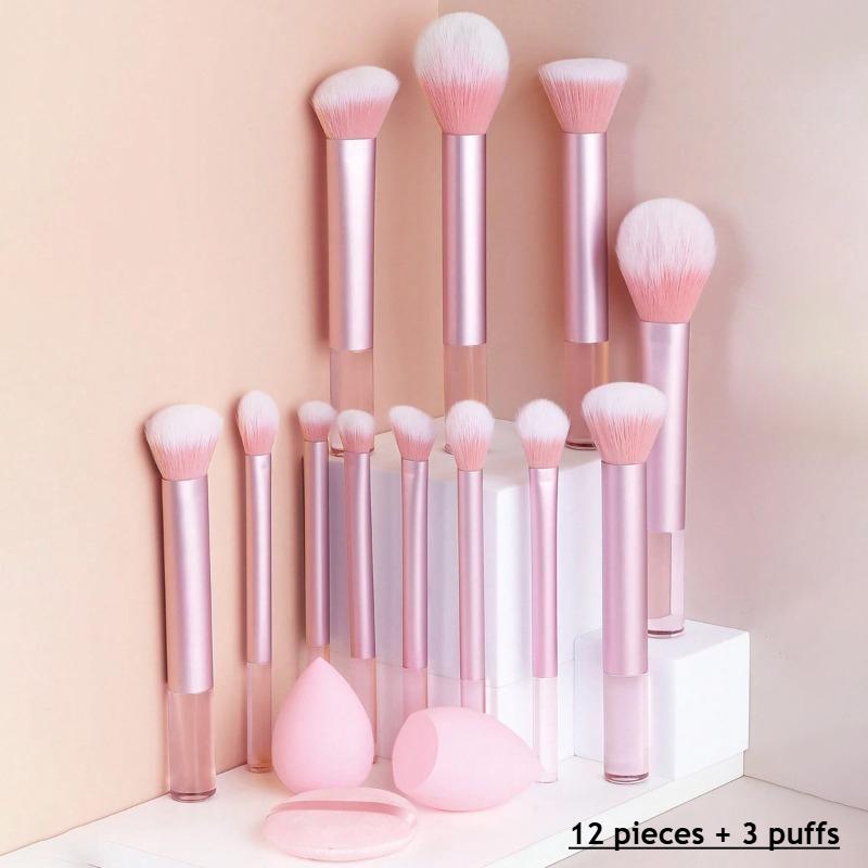 15pcs Makeup Brush Beauty Eggs Set for Foundation Blush Eyeshadow Concealer Powder Blending Professional Cosmetics Beauty Tool розовый