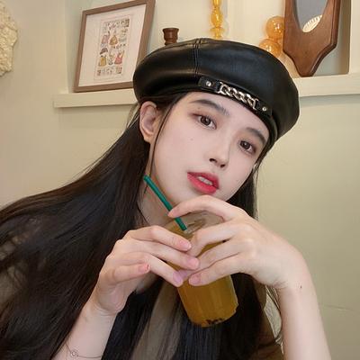 Chain Leather Berets Hat Female Autumn Winter Vintage Octagonal Casual Elegant Party Outdoor Painter Hat for Women
