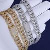Hip-Hop Fashion 12MM Diamond Exquisite Cuban Chain Square And Round Stone Mixed Lnlay With Copper Zircon Shiny Necklace