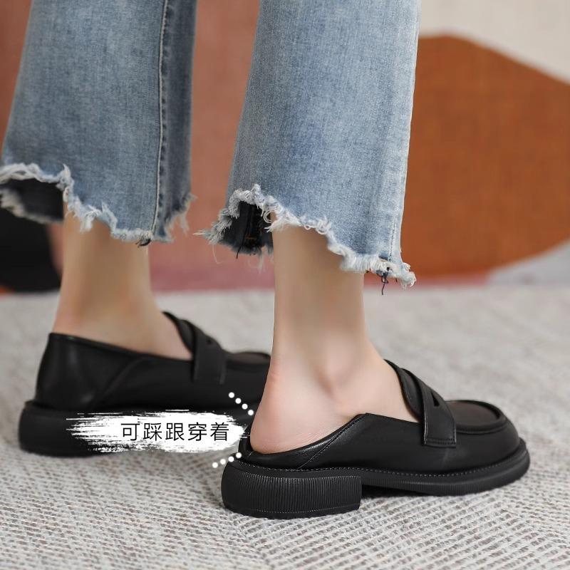 Loafers women's 2025 spring new platform college British style small leather shoes one pedal versatile thick heel jk single shoes