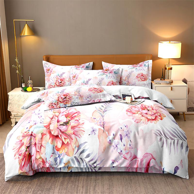 Red Big Flower Bedding Set Lovely Duvet Cover Boys, Kid's Quilt Cover Girls Room Gorgeous Bedding King/Queen Duvet Cover Set