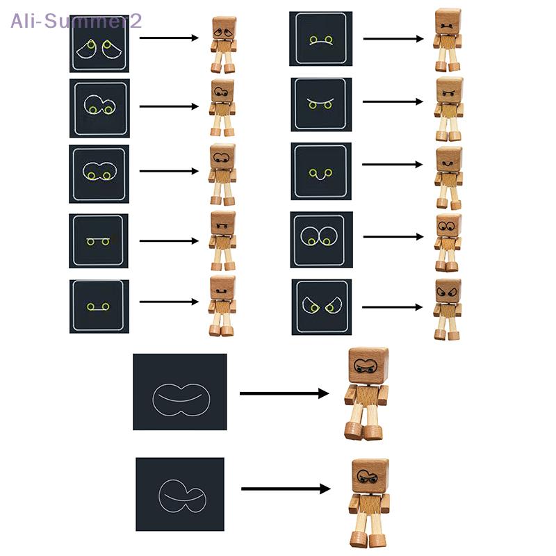 Christmas Shaking Wooden Man Figurine With 12Pcs Magnetic Expressions Shaking Feet Wooden Doll Little Santa Figurine Home Decor