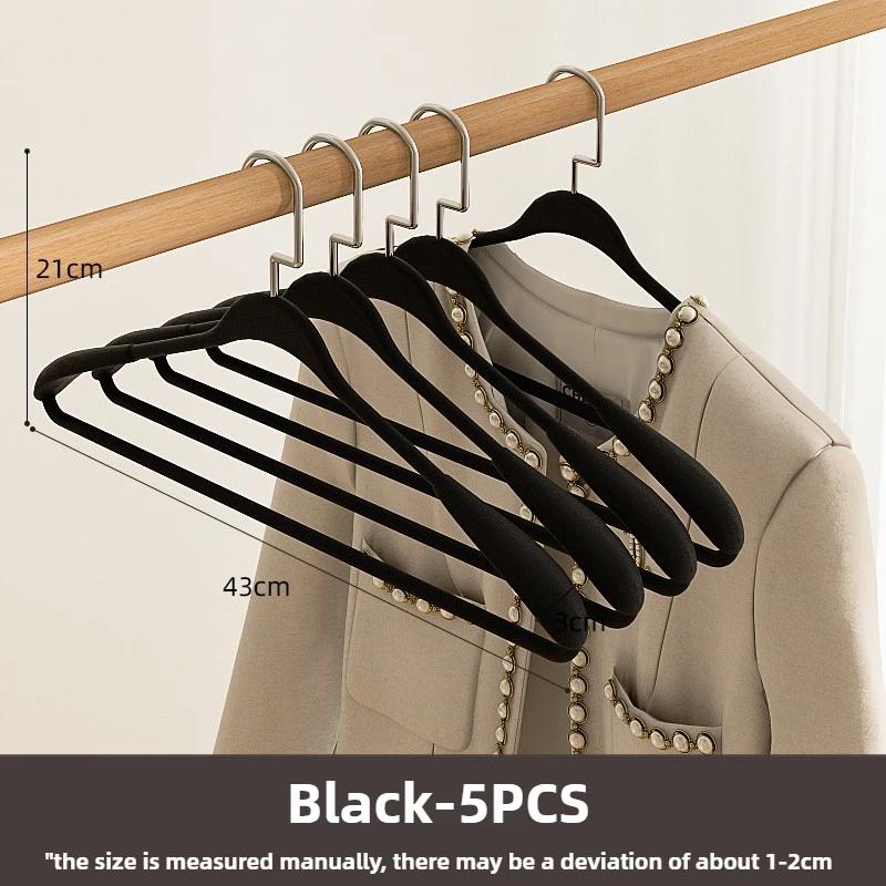 5pcs Heavy-Duty Metal Clothes Hangers Wide Shoulder Non-Slip No-Residue Brushed Finish Hangers for Suits Coats
