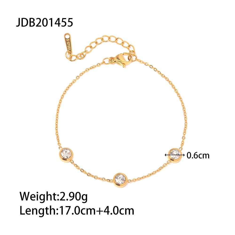 Fashionable Round Zircon Necklace And Bracelet Set Hypoallergenic Titanium Steel Fade Resistant Jewelry Versatile Daily Wear Accessories