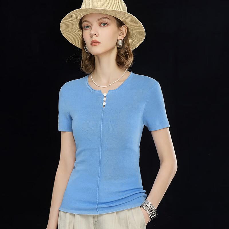 Wudao Silk Blend Breathable Knit Short-Sleeve Top