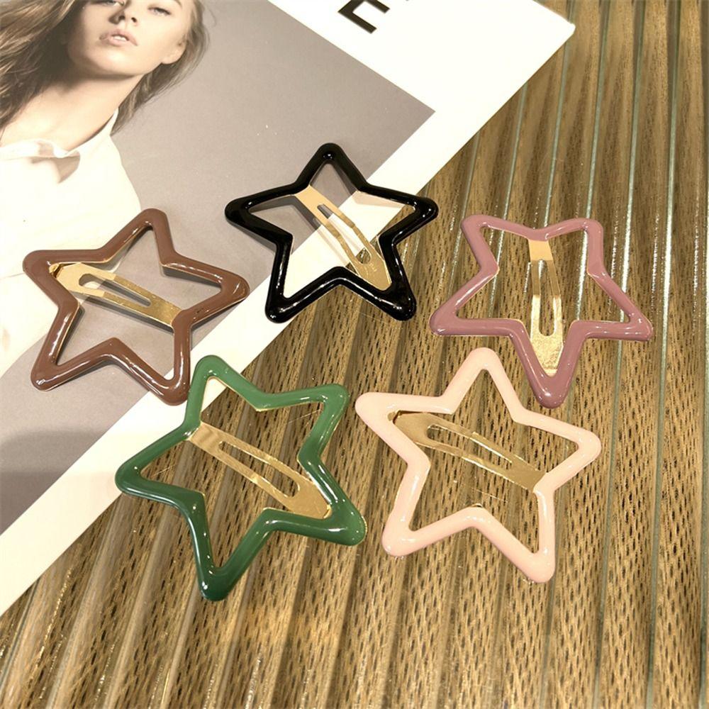 Zinc Zinc Alloy Side Barrettes Pentagonal Star Y2k Hairpin Personalized Star BB Hair Clip  Girls